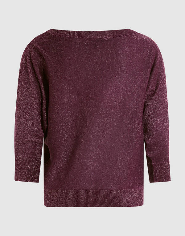 .Glitzer Fledermaus-Pullover Dunkelrot SHOEBY WOMEN
