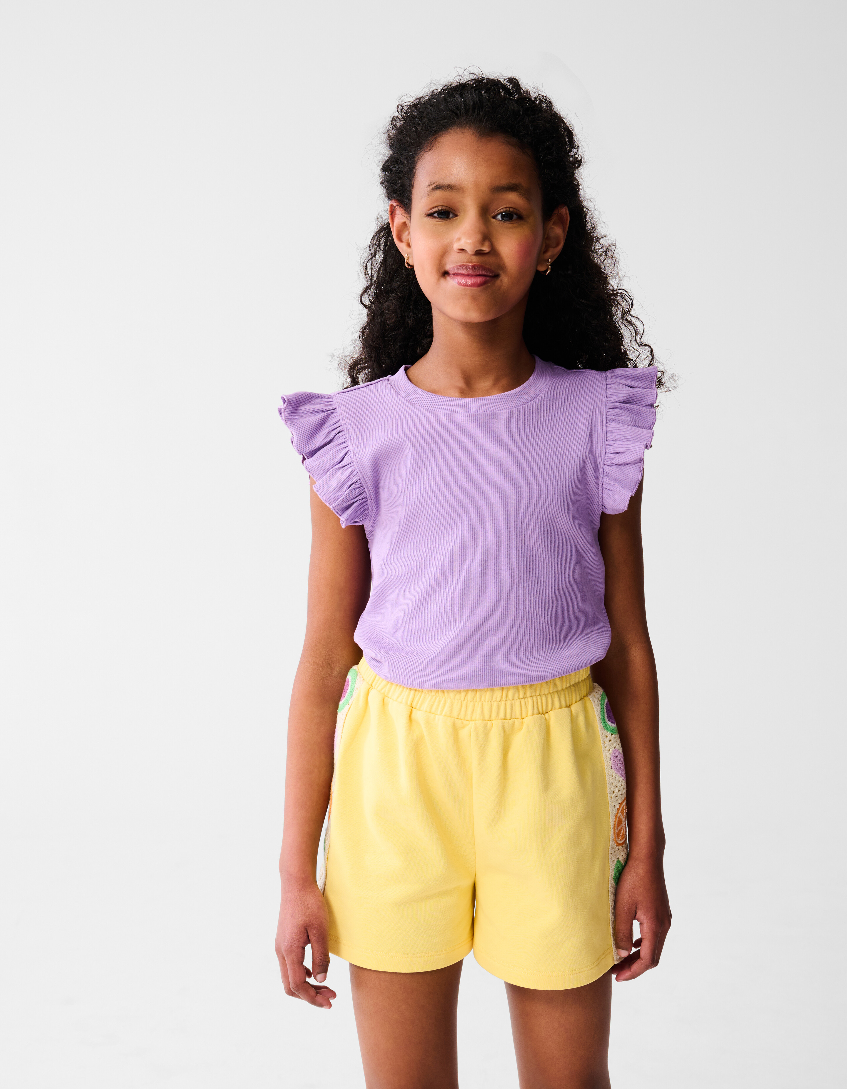 Ruffle Rib Top Hellviolett SHOEBY GIRLS