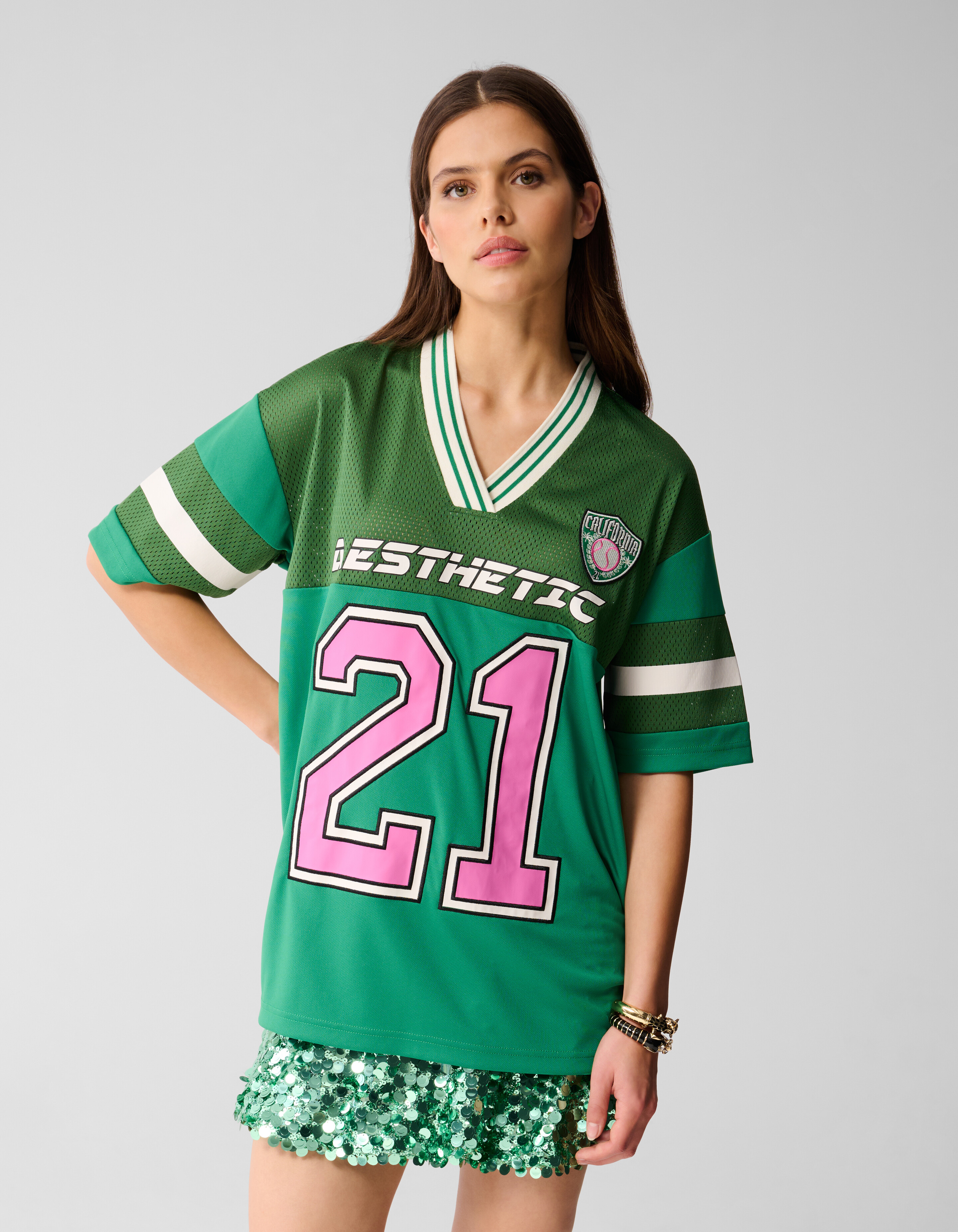 Baseball-T-Shirt in Übergröße Grün von Lizzy SHOEBY WOMEN