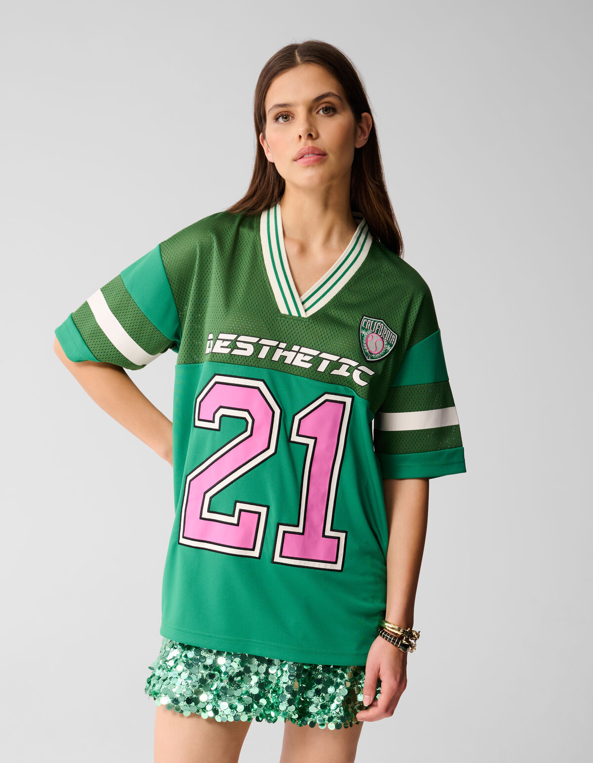 Baseball-T-Shirt in Übergröße Grün von Lizzy SHOEBY WOMEN