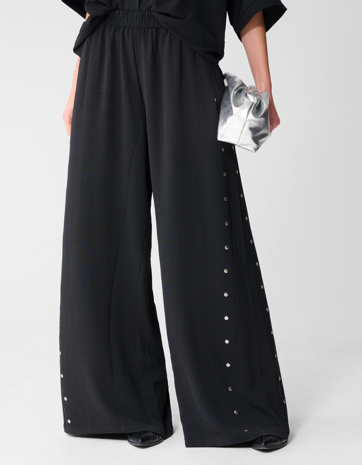 Twist-Studs-Hose mit weitem Bein, Schwarz SHOEBY WOMEN