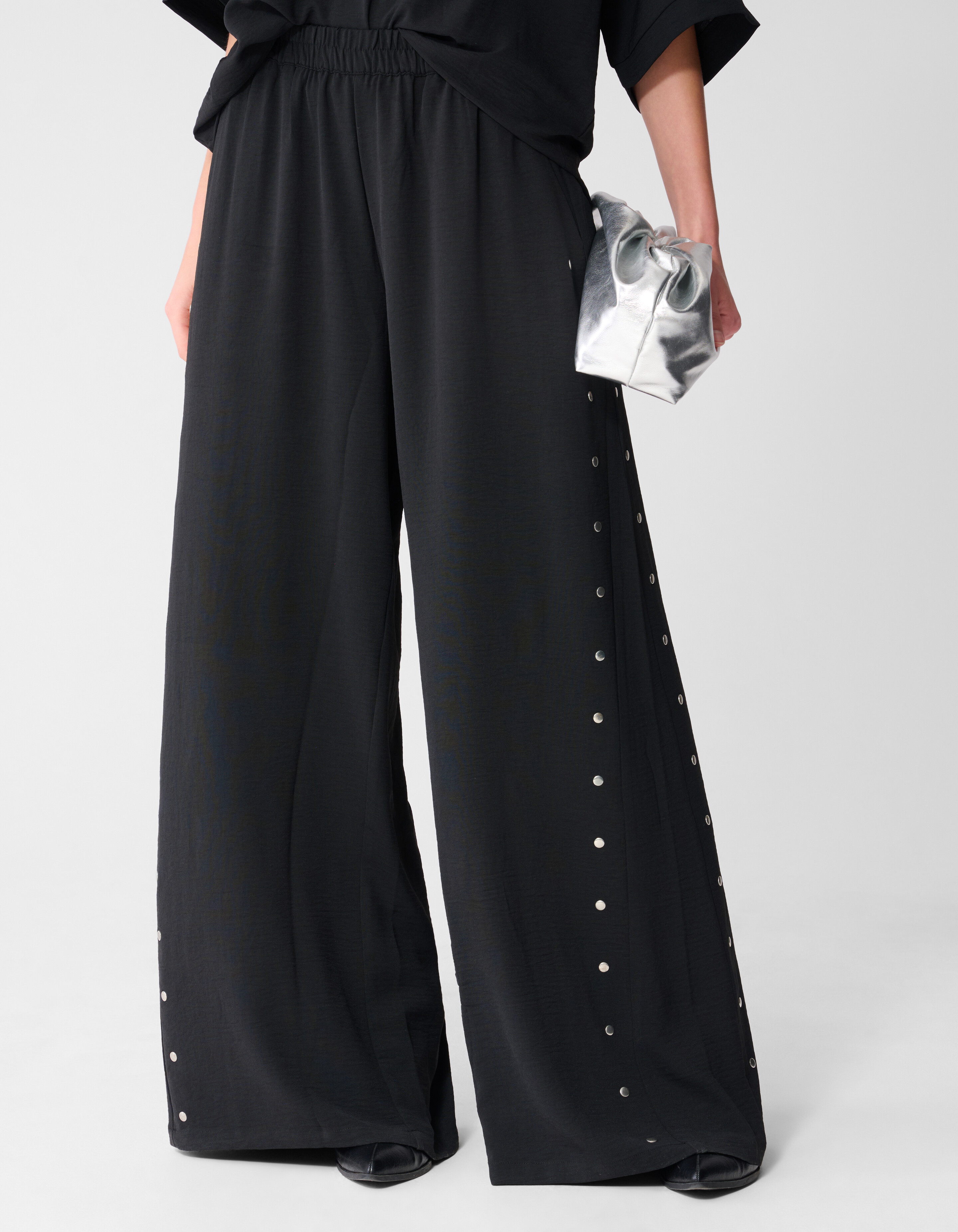 Twist-Studs-Hose mit weitem Bein, Schwarz SHOEBY WOMEN