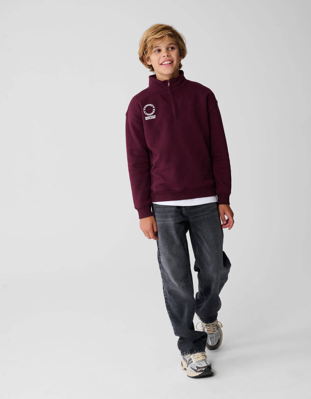 Halb-Reißverschluss-Pullover Dunkelrot SHOEBY BOYS