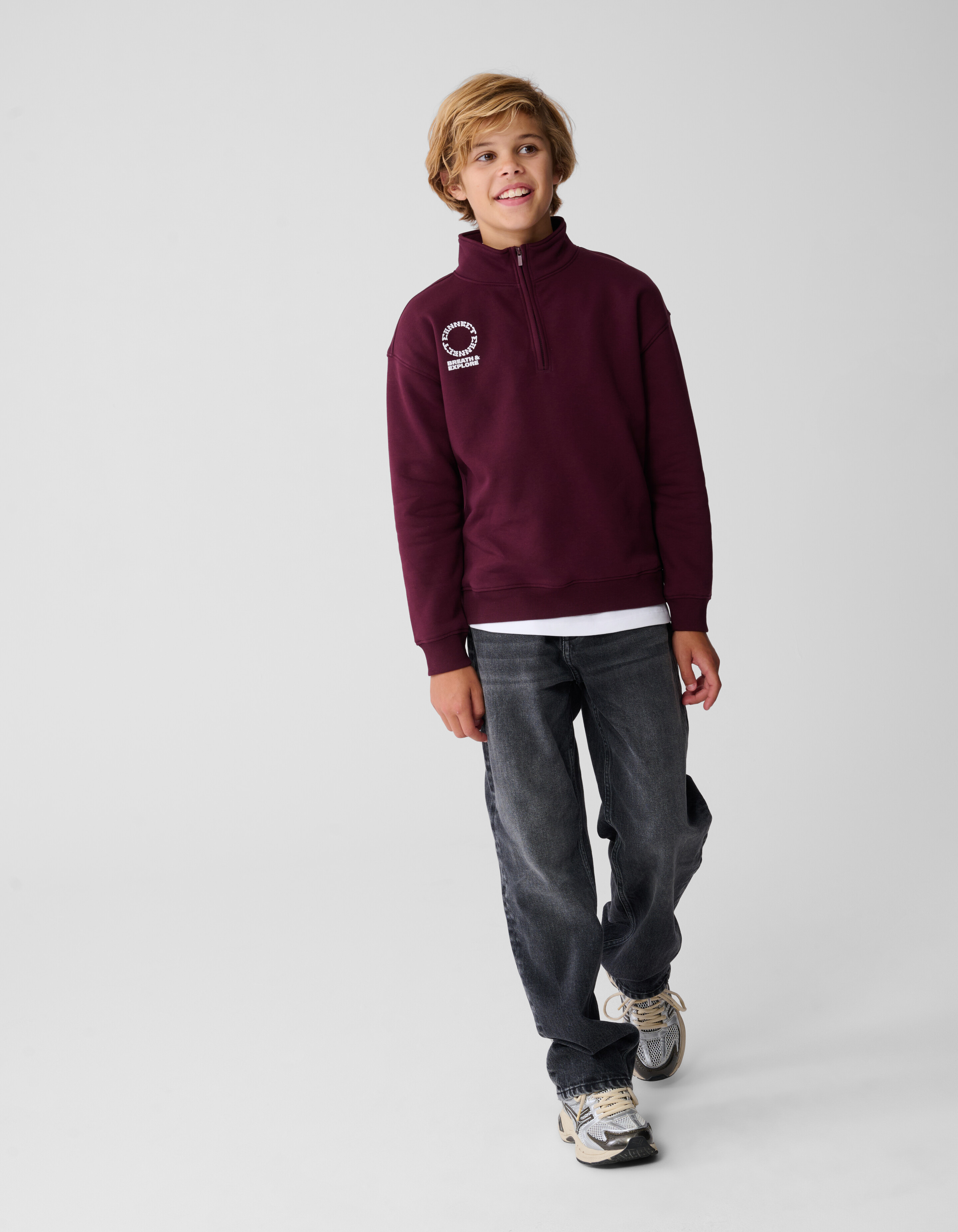 Halb-Reißverschluss-Pullover Dunkelrot SHOEBY BOYS