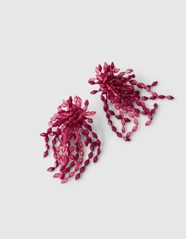 Beaded Wasserfall Ohrringe Dunkelrosa SHOEBY ACCESSOIRES