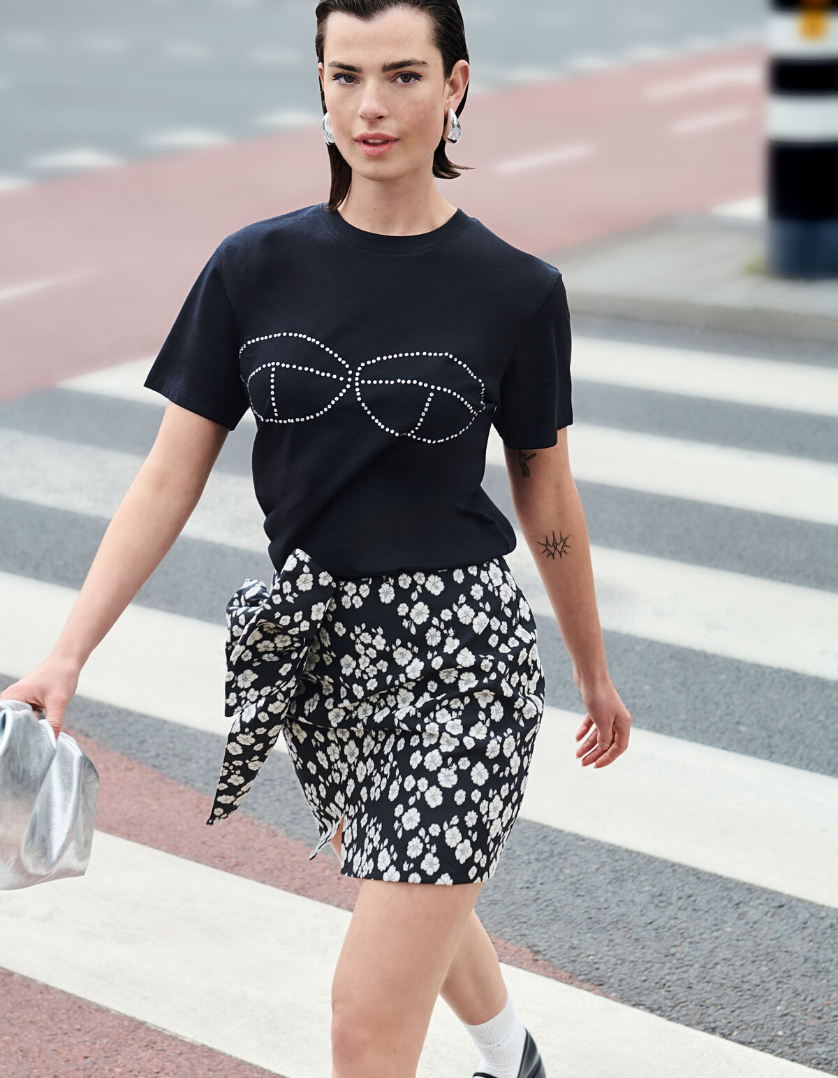 Jacquard-Minirock Schwarz/Wei&szlig; SHOEBY WOMEN