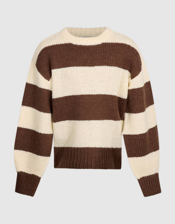 Gestreifte Strickpullover Braun/Ecru SHOEBY GIRLS