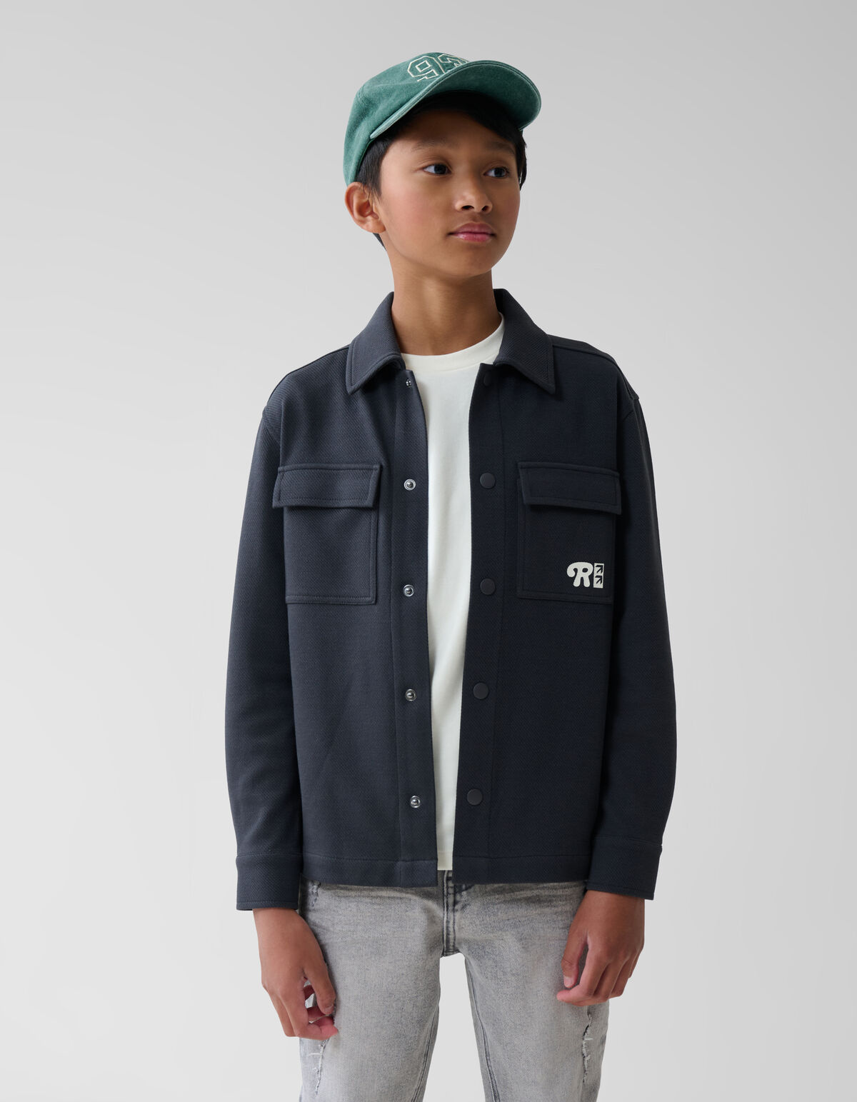 Printed Überhemd Dunkelgrau SHOEBY BOYS