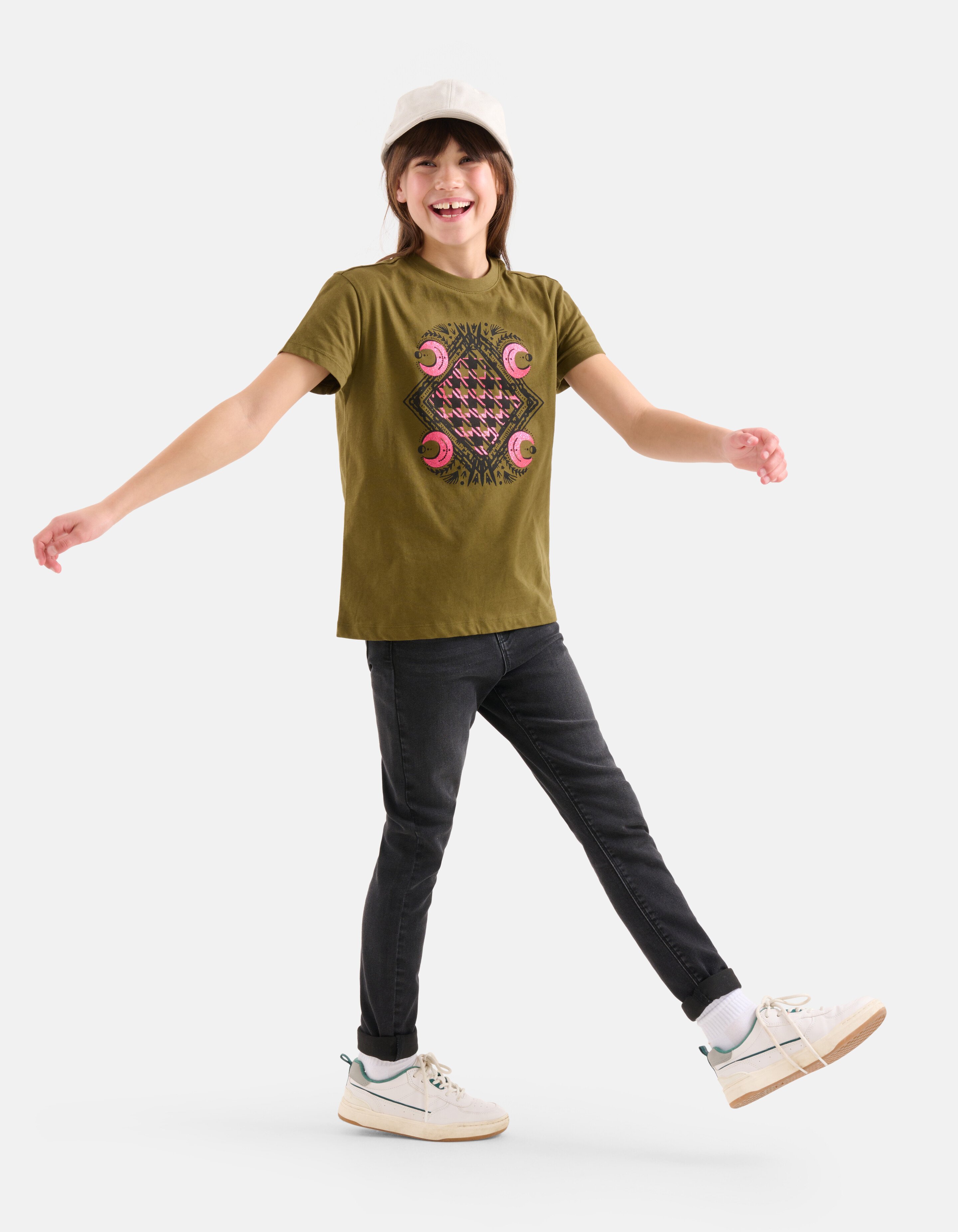 Dunkelgrünes T-Shirt mit Aufdruck SHOEBY GIRLS