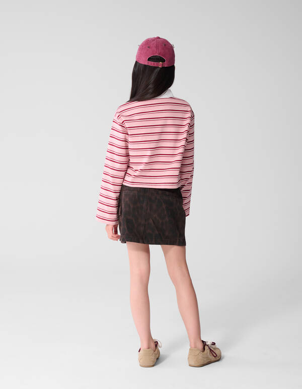 Rock aus Twill mit Leopardenmuster Braun SHOEBY GIRLS