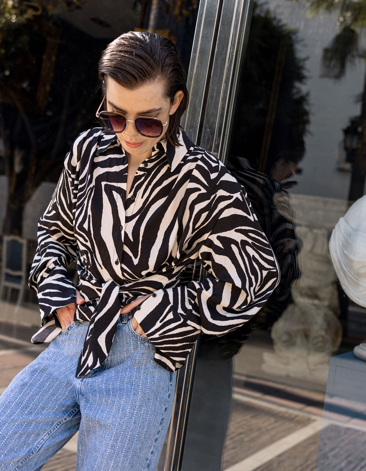 Zebra Print Bluse Schwarz/Weiß SHOEBY WOMEN