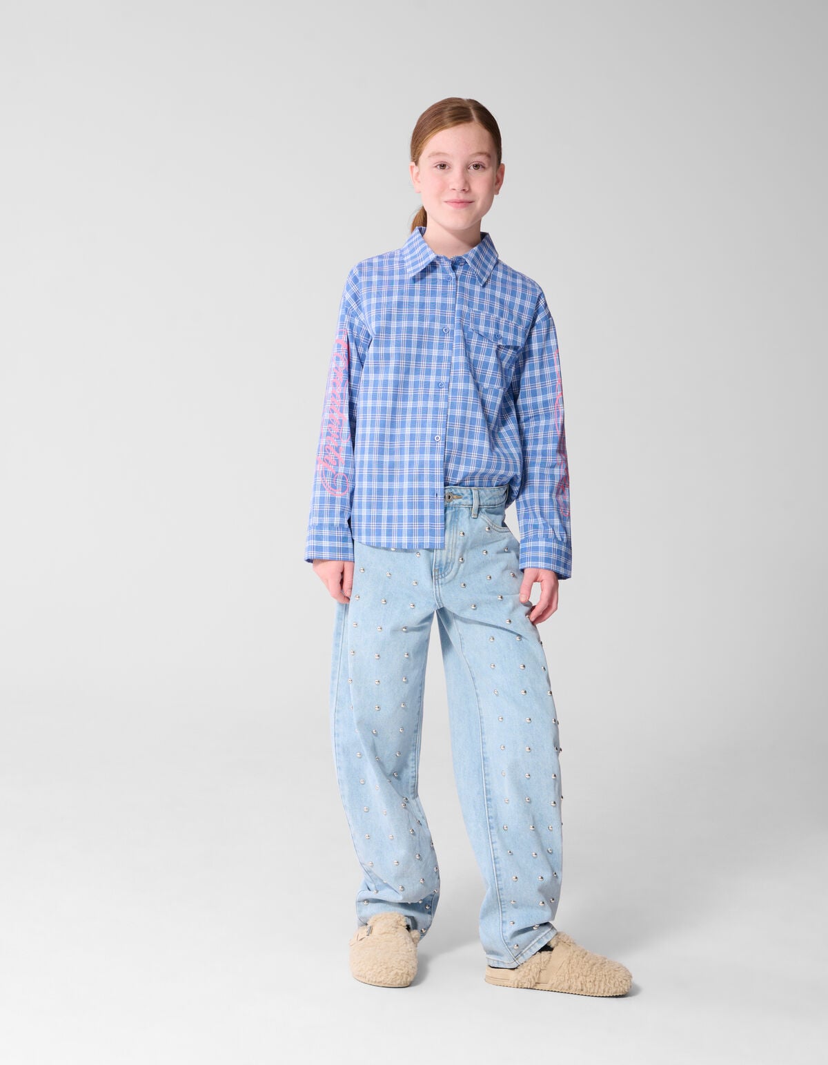 Karierte Bluse Blau SHOEBY GIRLS