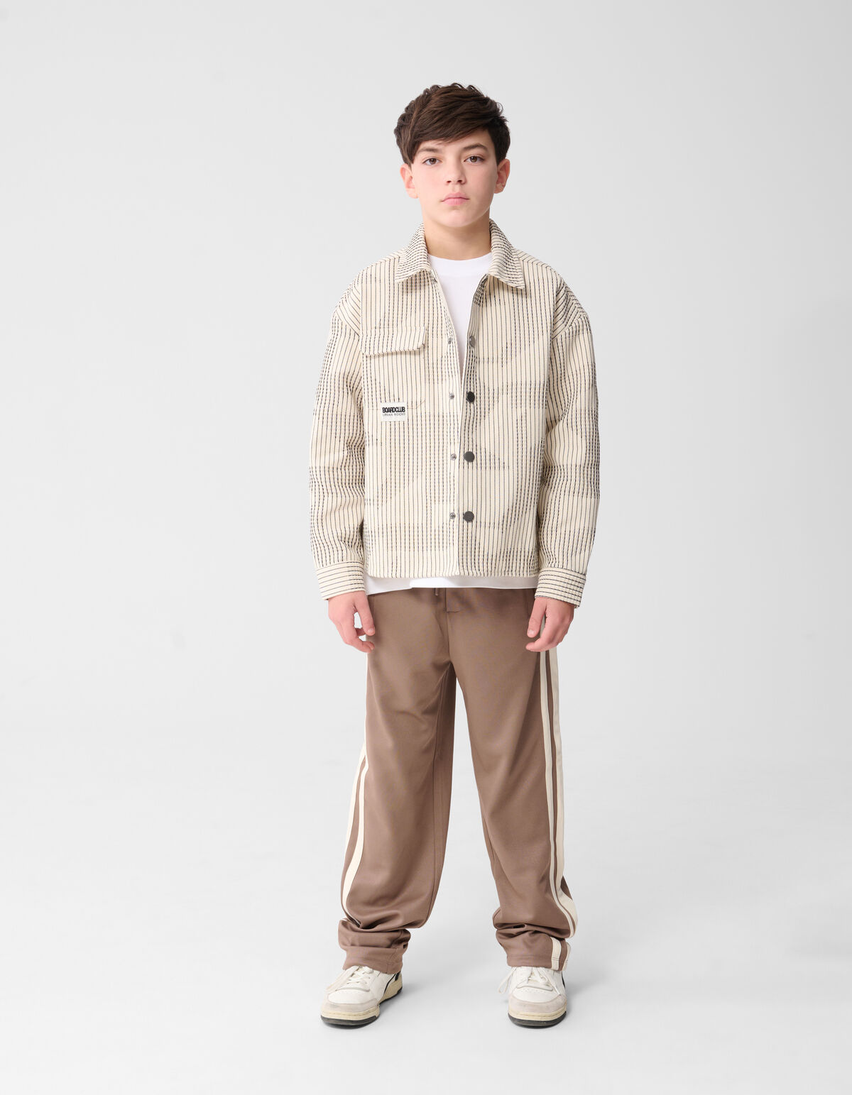 Sportieve Piqu&eacute; Wijde Pantalon Taupe SHOEBY BOYS
