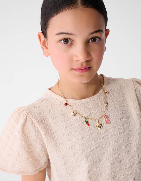 Ger&uuml;schtes Peplum-Top in Sand SHOEBY GIRLS