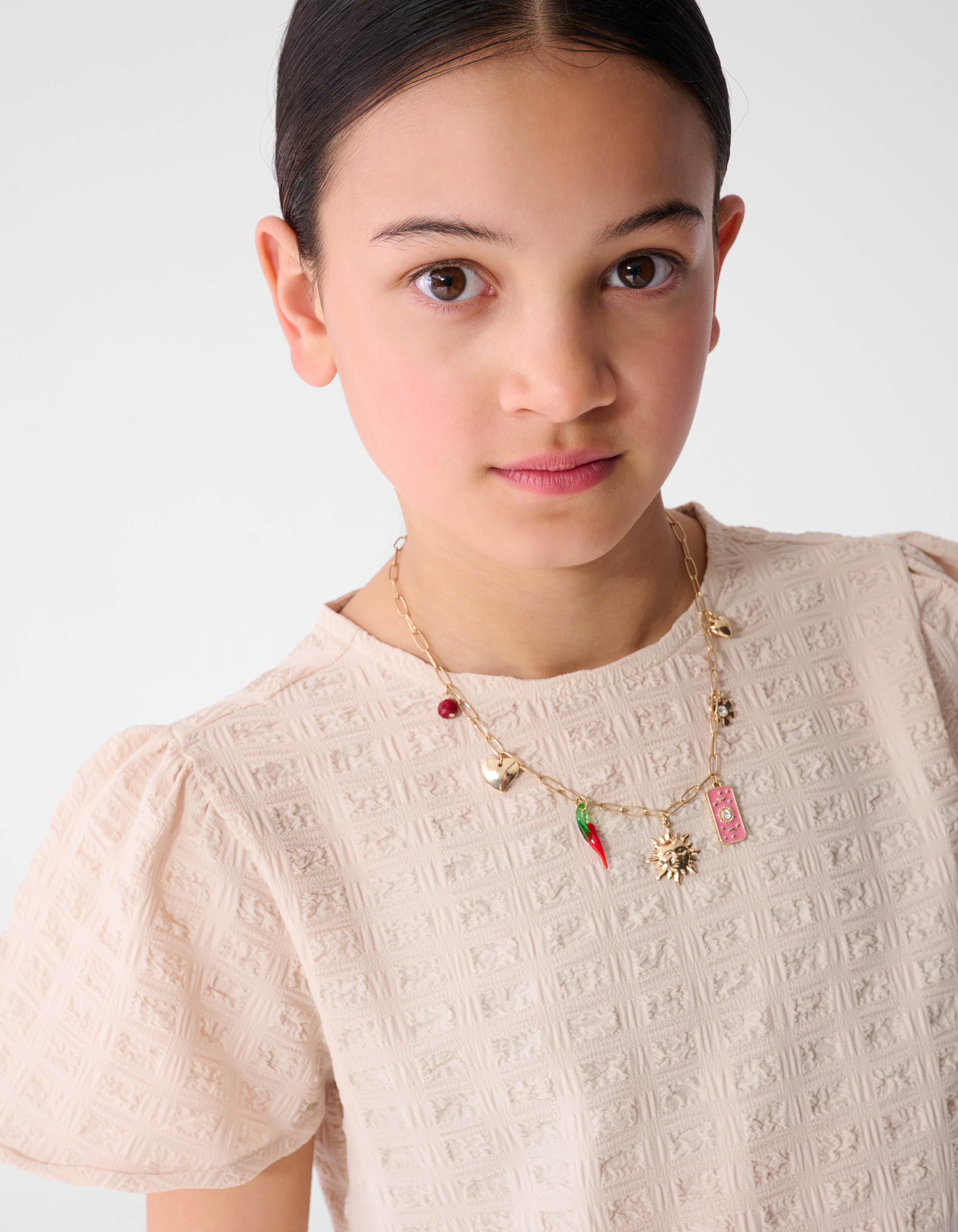 Ger&uuml;schtes Peplum-Top in Sand SHOEBY GIRLS