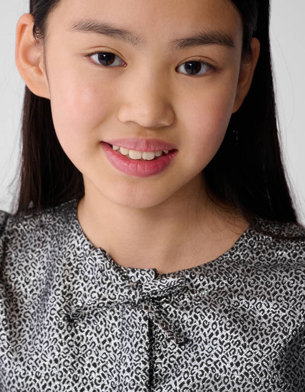 Jacquardbluse mit Schleife Silber SHOEBY GIRLS