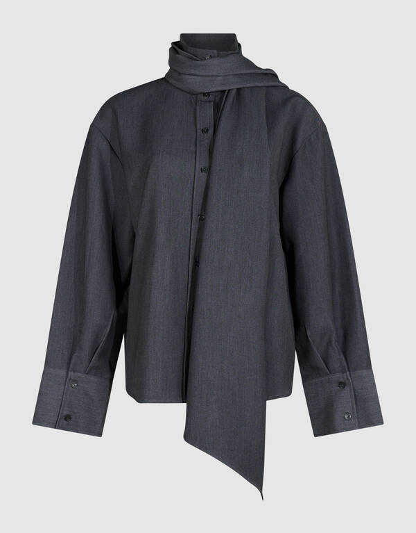 Oversized Tailored Bluse in Dunkelgrau By SHOEBY WOMEN