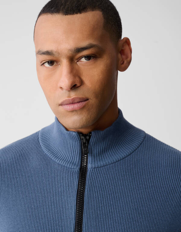Strickpullover mit halbem Reißverschluss Blau SHOEBY MEN