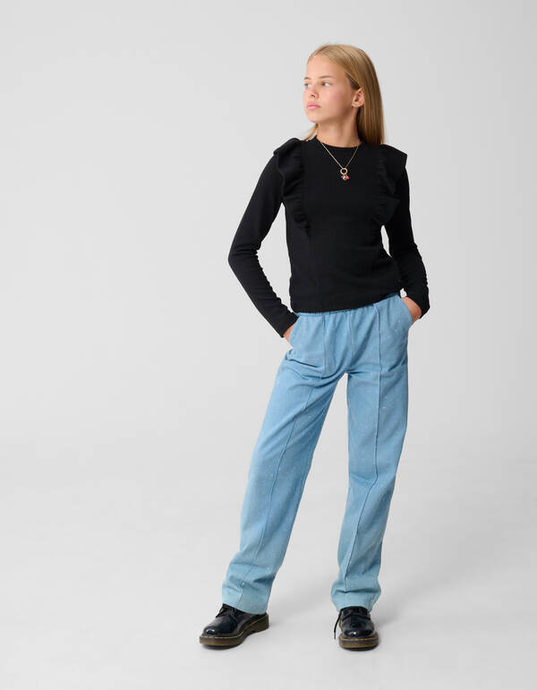 Struktur Ruffle Top Schwarz SHOEBY GIRLS