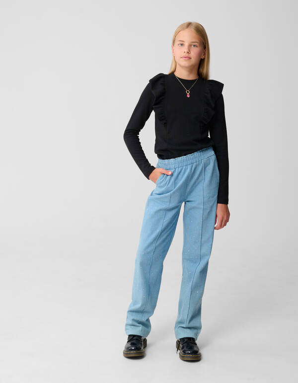 Strass Wide Leg Fit Broek Blauw SHOEBY GIRLS