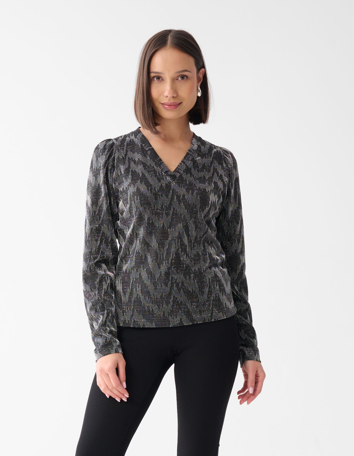 Lurex V-Ausschnitt Top Schwarz SHOEBY WOMEN