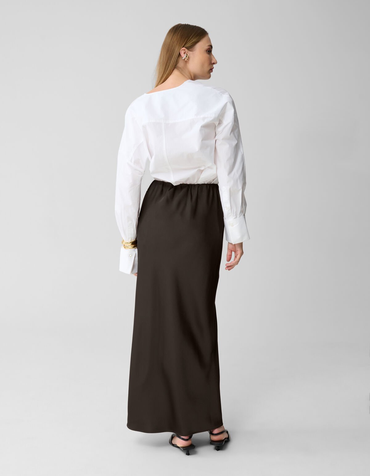 Satten Maxirock Dunkelbraun von Lonneke SHOEBY WOMEN