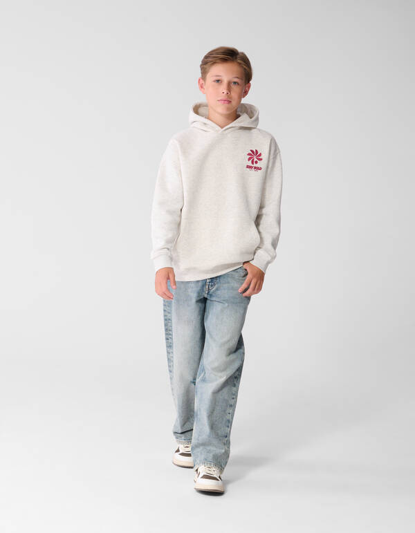 Oversized Fit Bold Artwork Hoodie Lichtgrijs SHOEBY BOYS