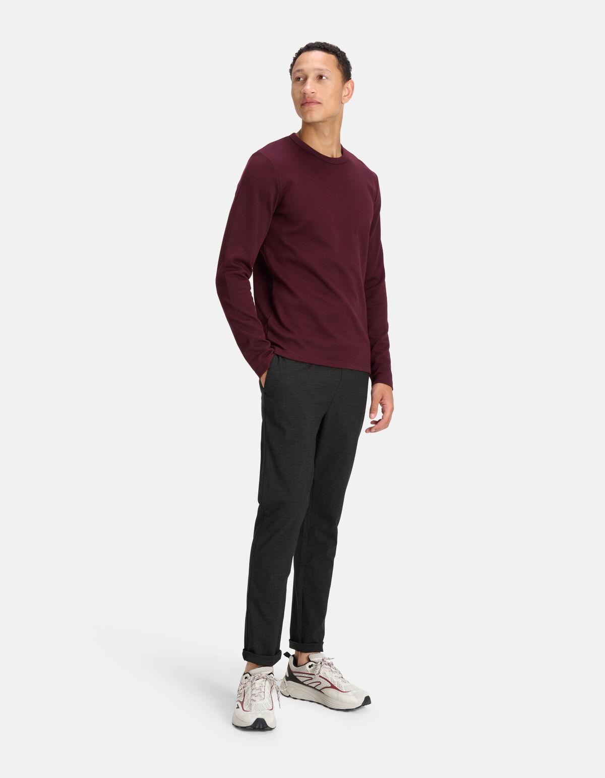 Strukturiertes T-shirt Dunkelrot SHOEBY MEN