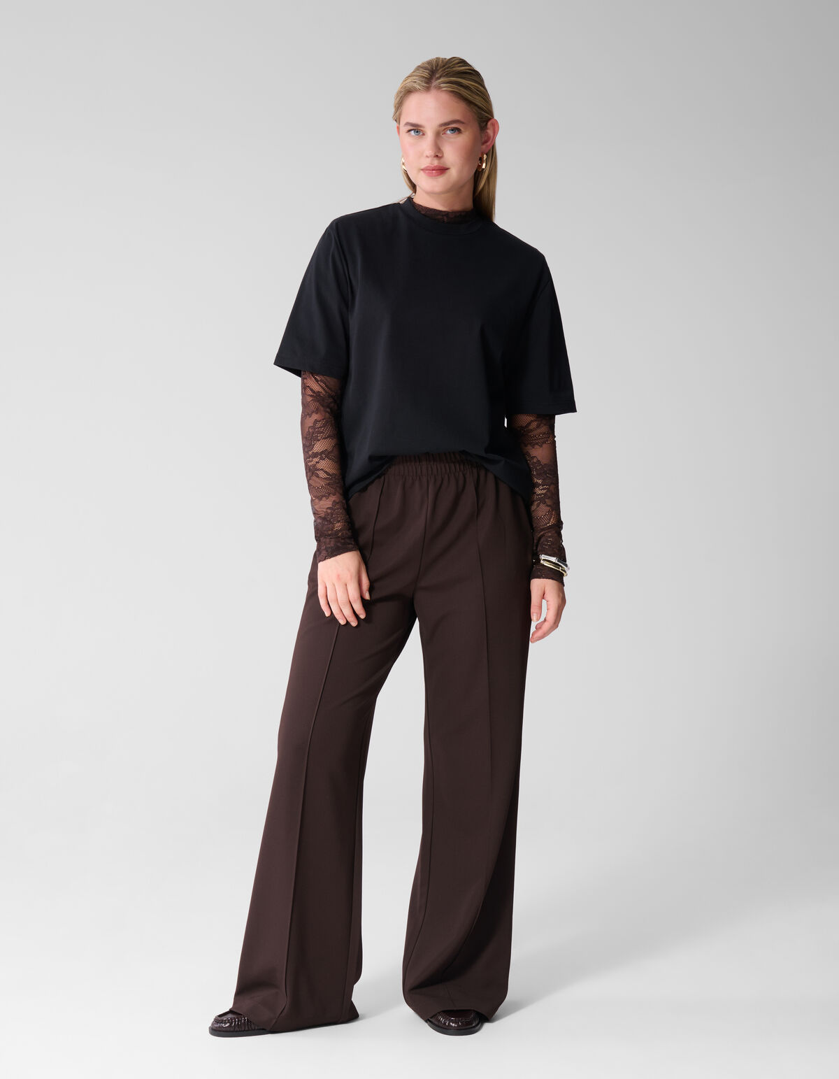 Basic-Hose mit weitem Bein Dunkelbraun SHOEBY WOMEN
