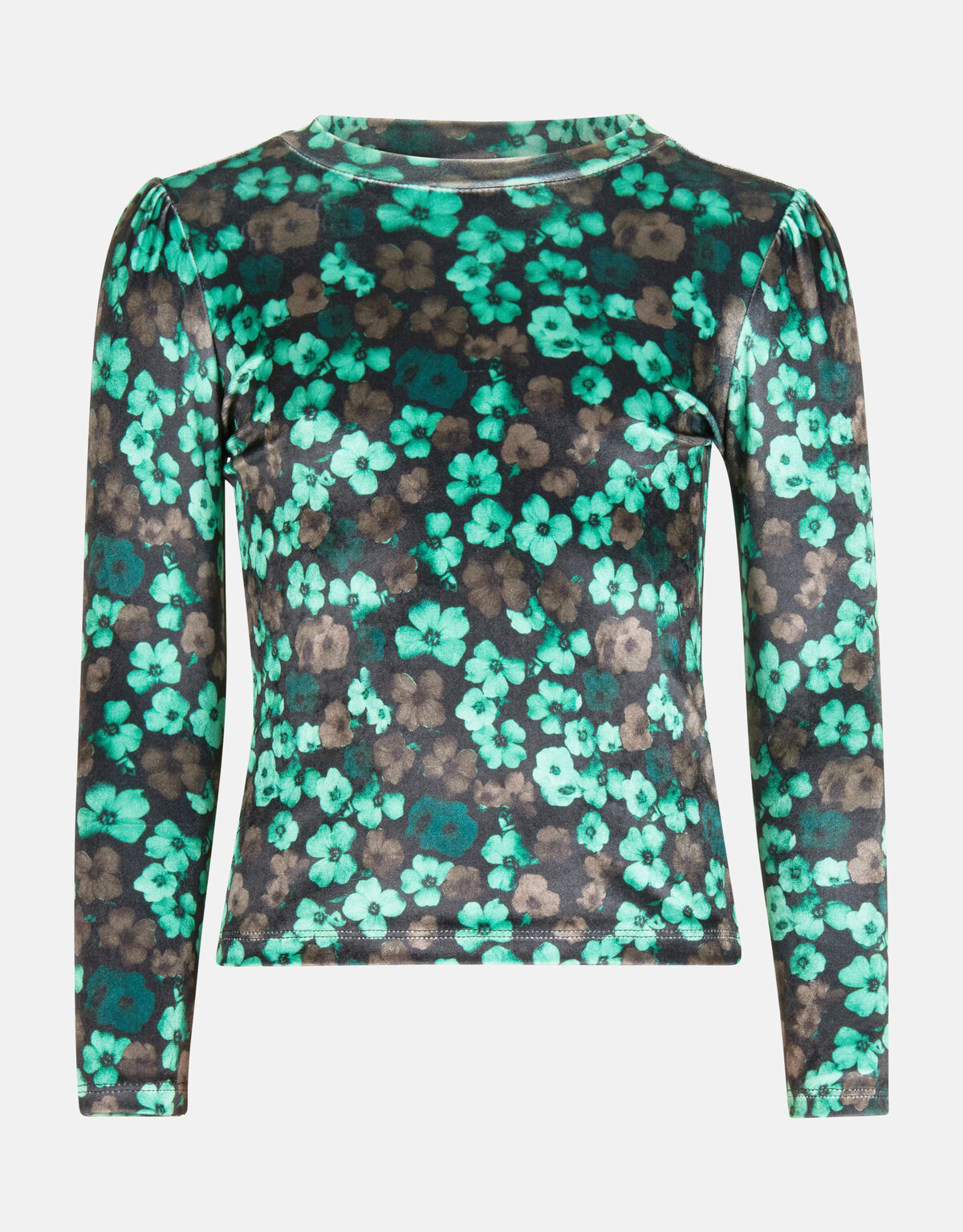 Samt Top mit Blumendruck Grün SHOEBY GIRLS