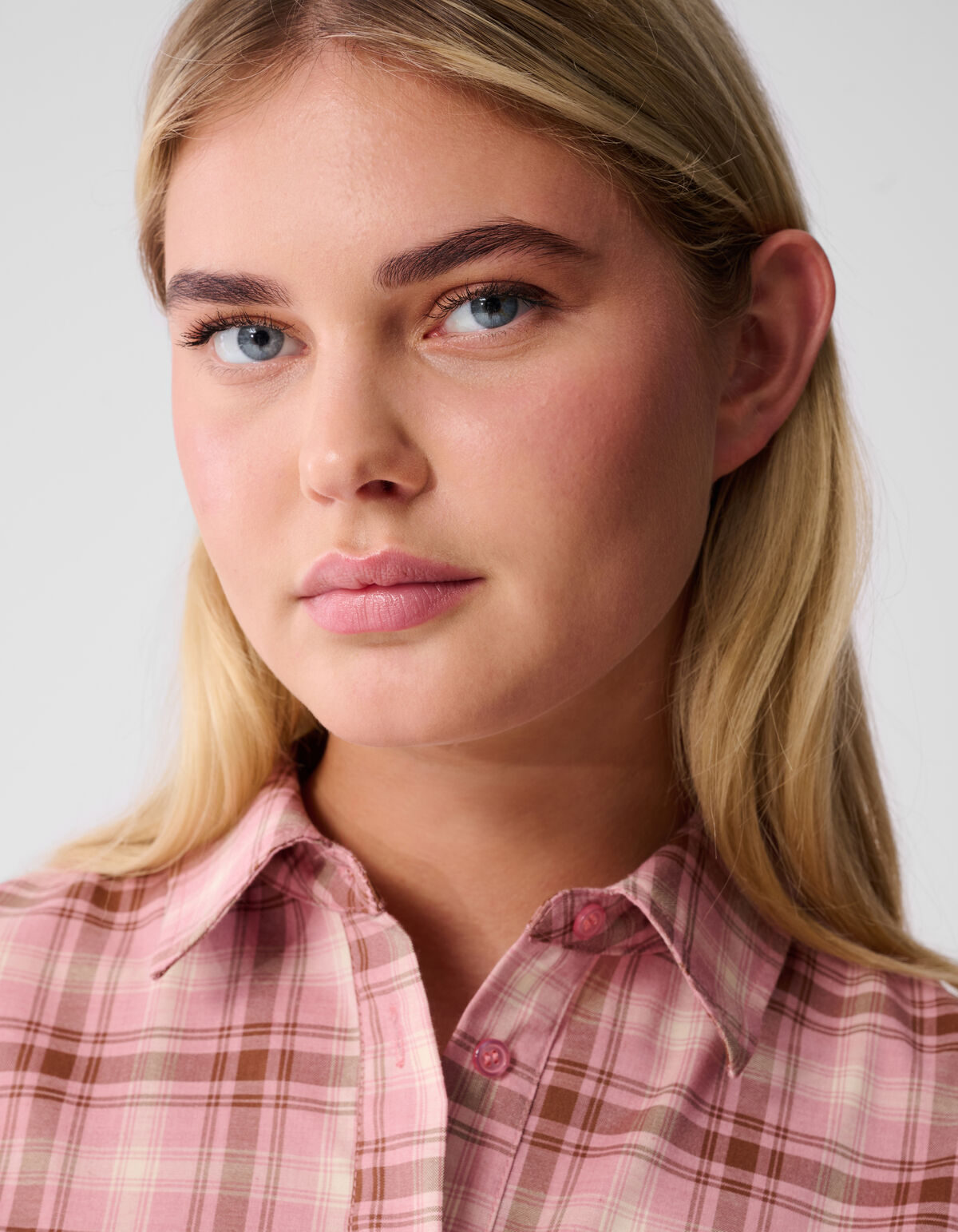 Karierte Perlenbluse Rosa SHOEBY WOMEN