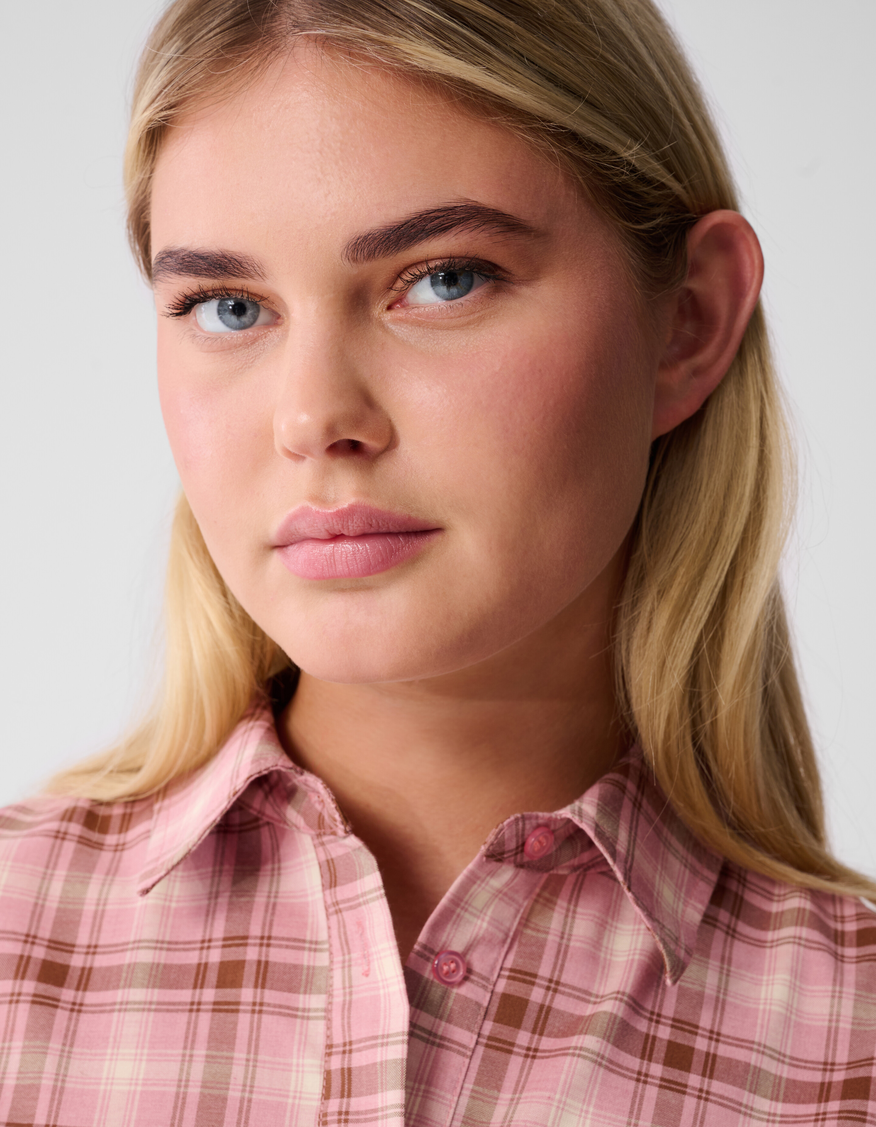 Karierte Perlenbluse Rosa SHOEBY WOMEN