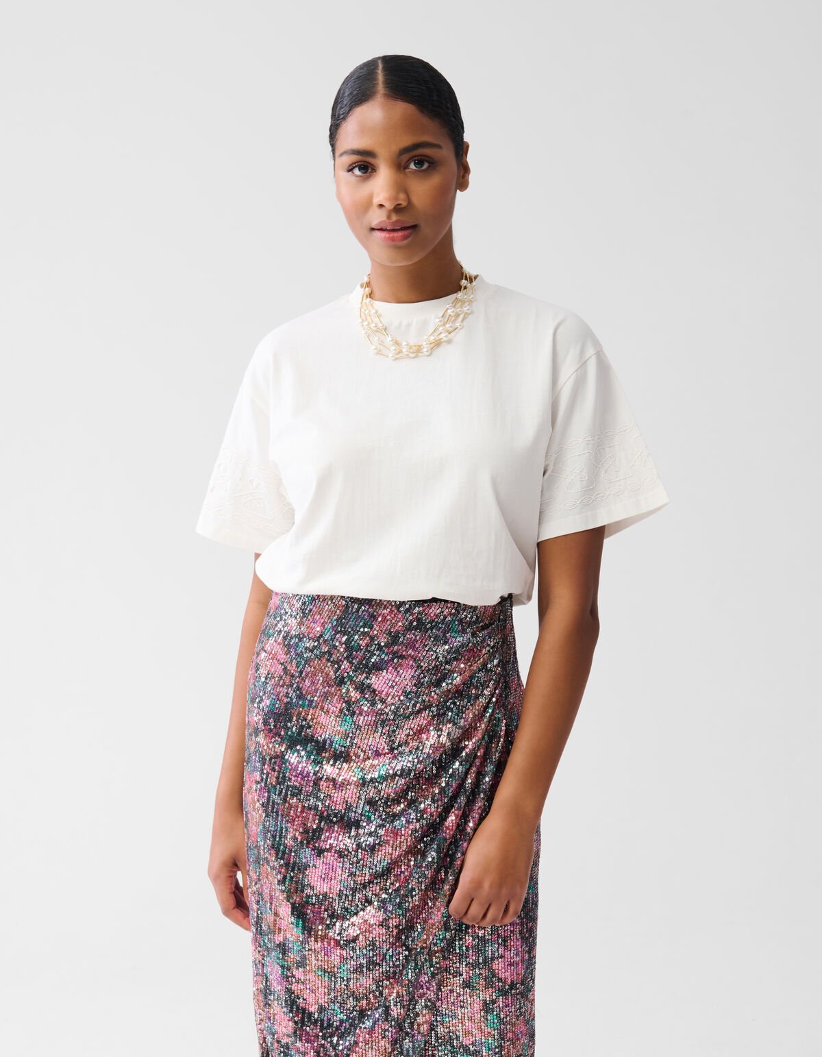 Cord-Stickerei T-Shirt Off White von Fred SHOEBY WOMEN