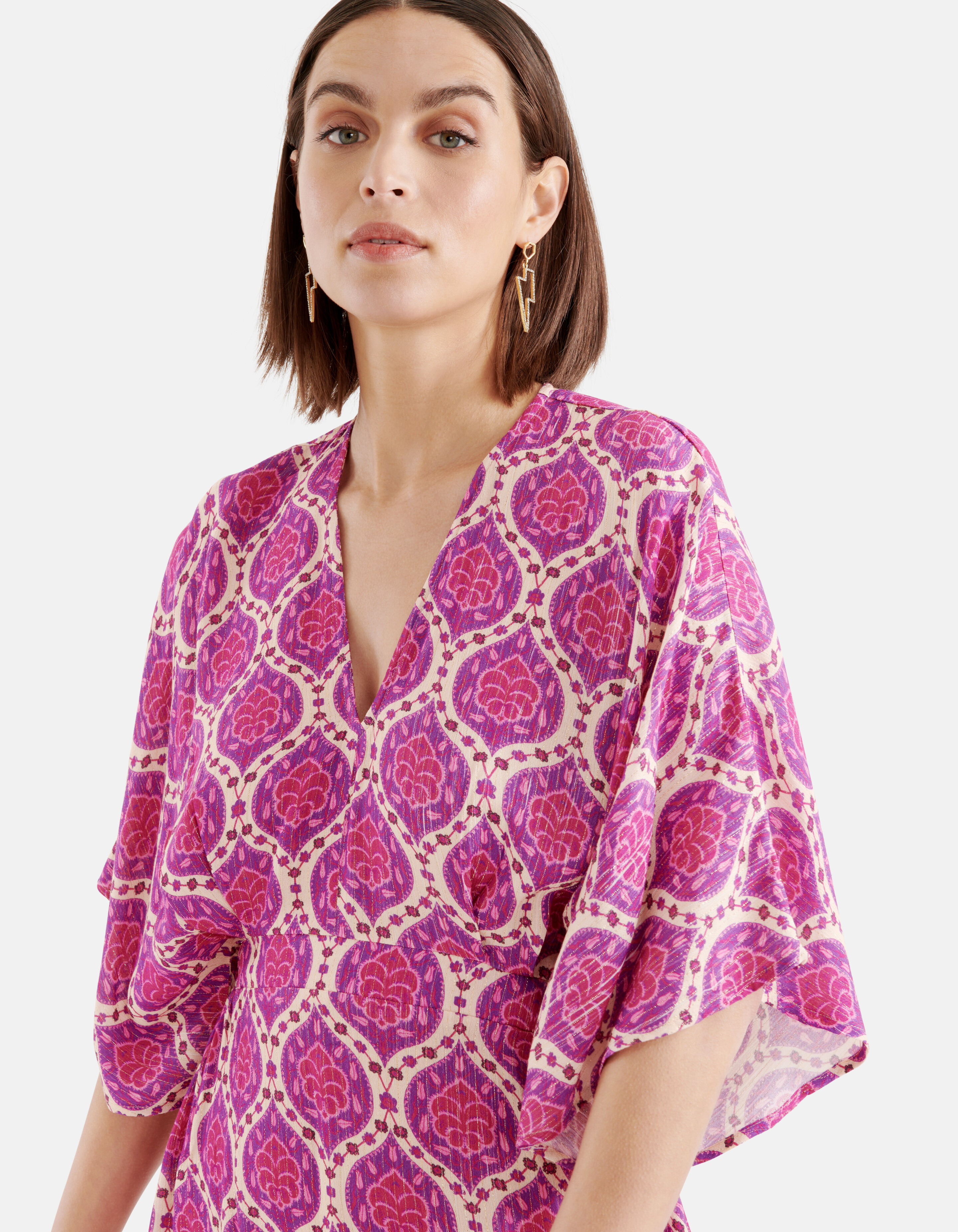 Grafik Lurex Maxikleid Lila SHOEBY WOMEN