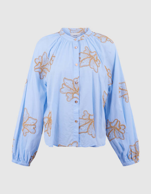 Blumen Kordbluse Hellblau von Mieke SHOEBY WOMEN