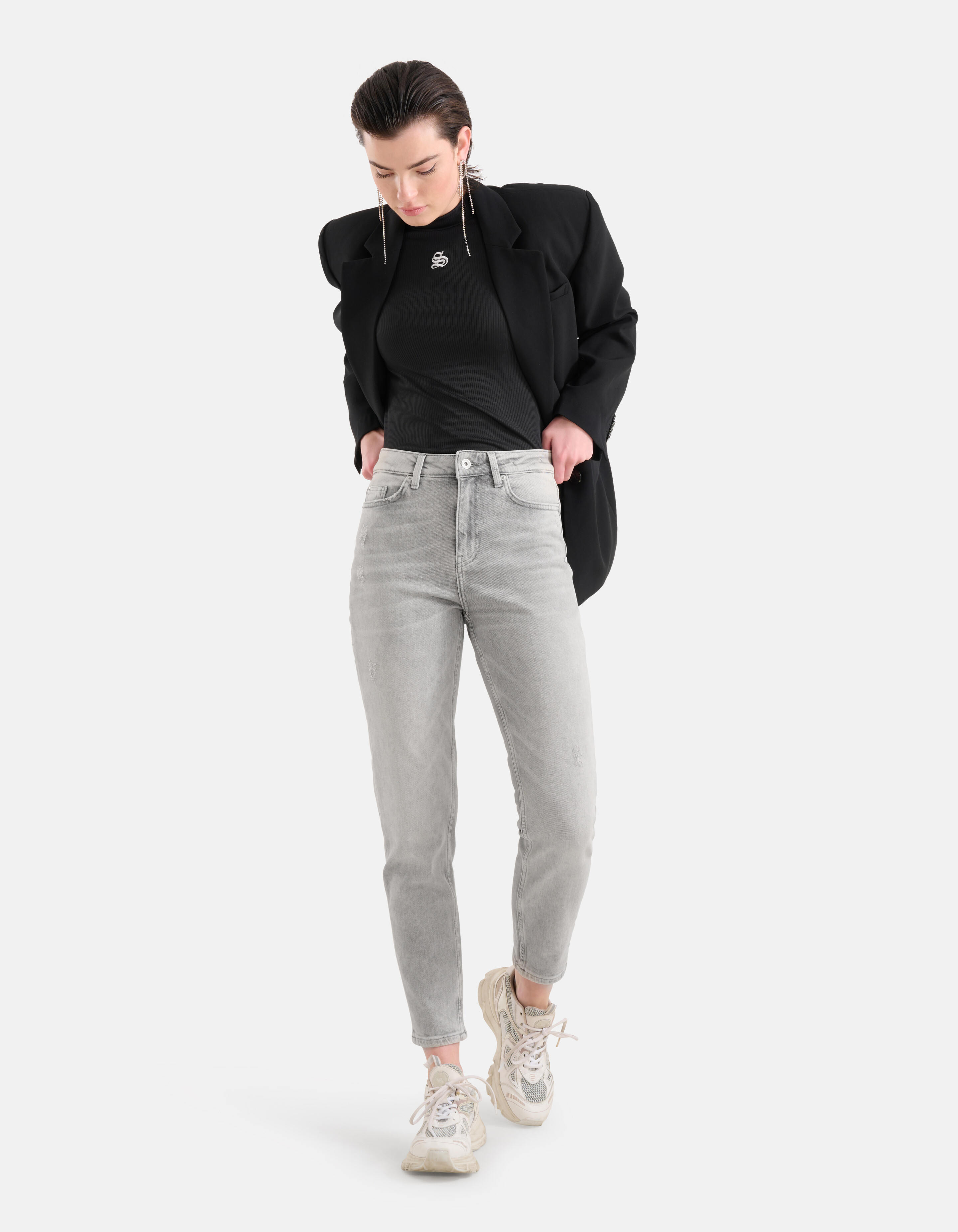 Tapered Fit Jeans Hellgrau SHOEBY WOMEN