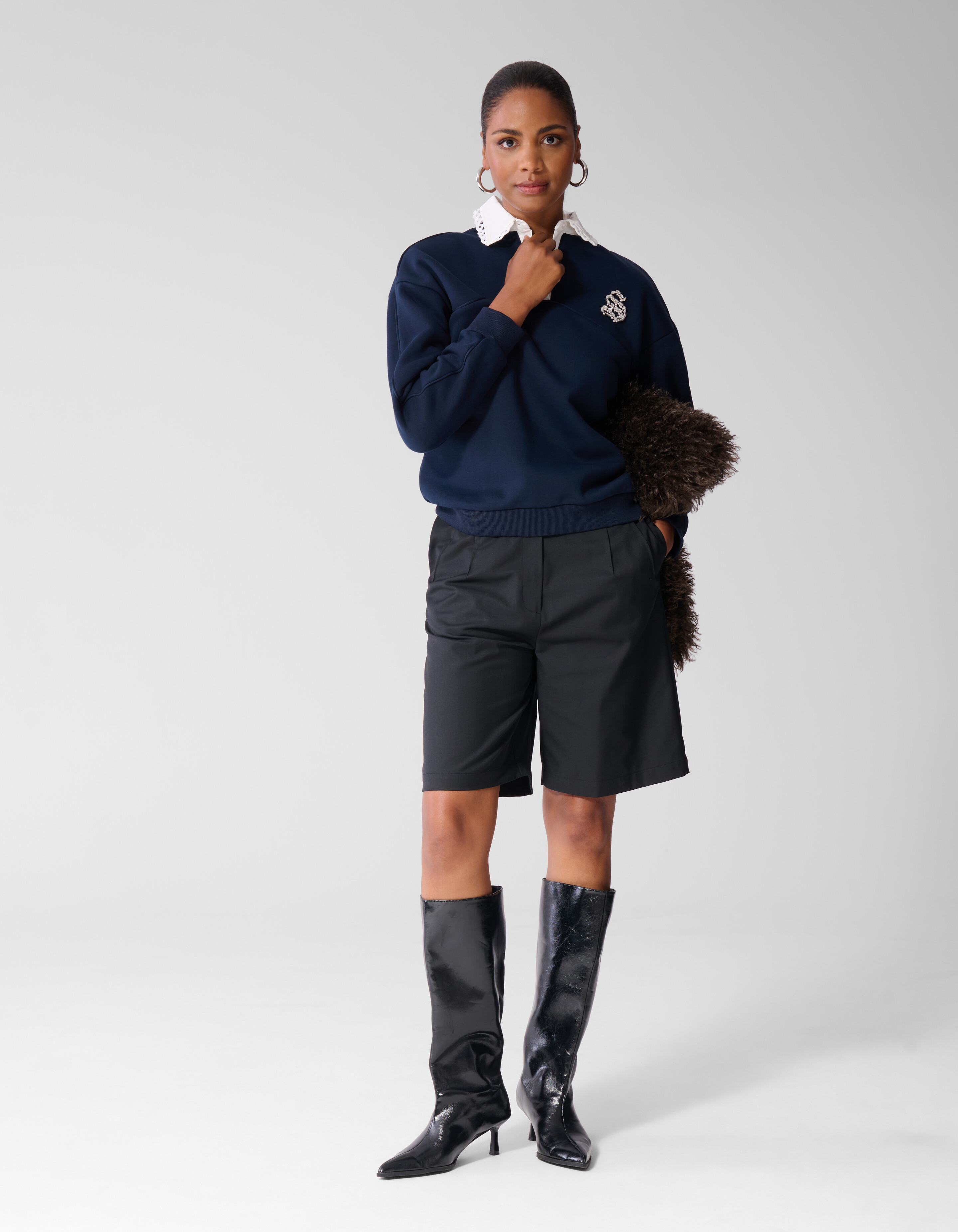Sporty Polo Sweatshirt Dunkelblau SHOEBY WOMEN