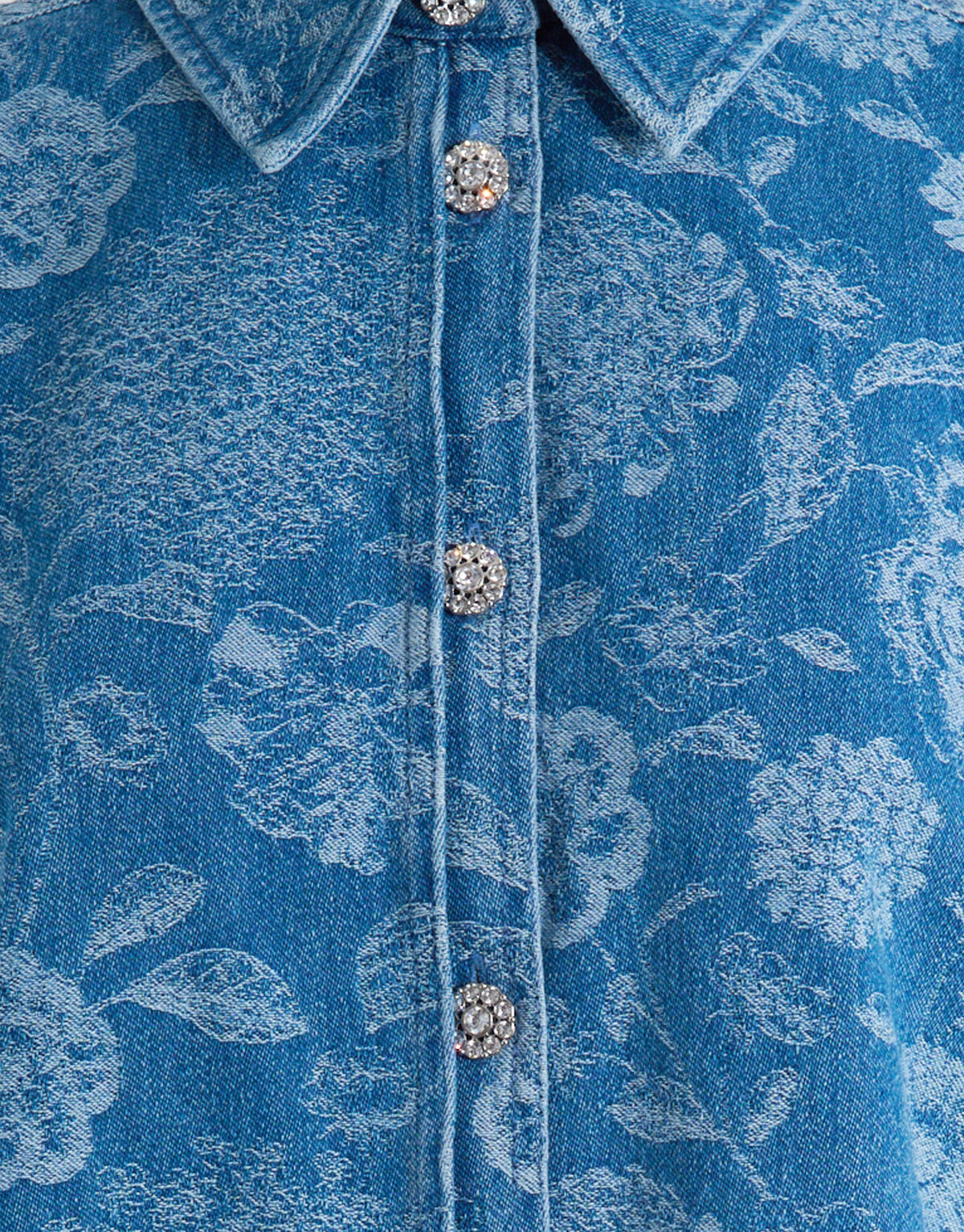 Übergroße Blume Denim Bluse Blauw SHOEBY WOMEN