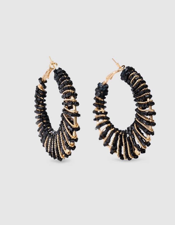 Perlen Creolen Schwarz SHOEBY ACCESSOIRES