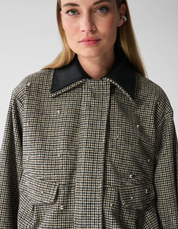 Bomberjacke aus Wolle mit Karomuster Grau SHOEBY WOMEN