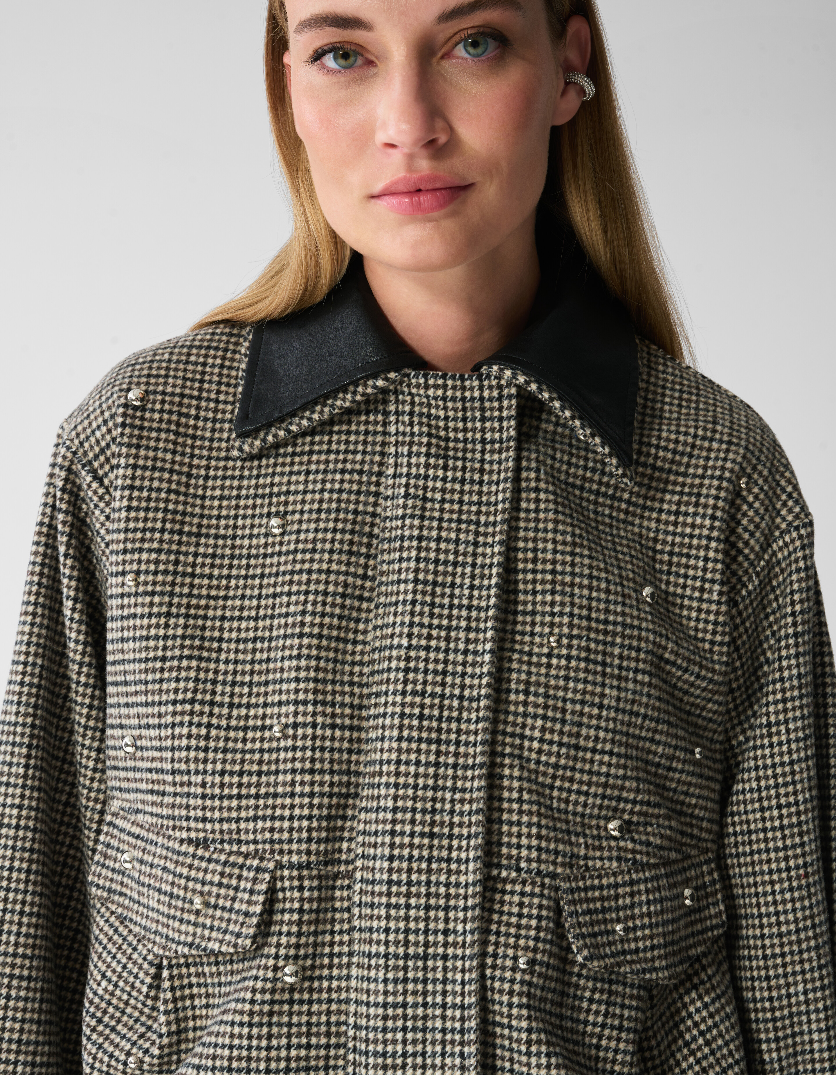 Bomberjacke aus Wolle mit Karomuster Grau SHOEBY WOMEN