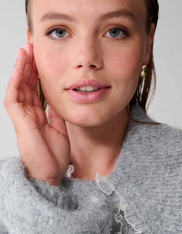 Collar Knit Pullover Hellgrau SHOEBY WOMEN