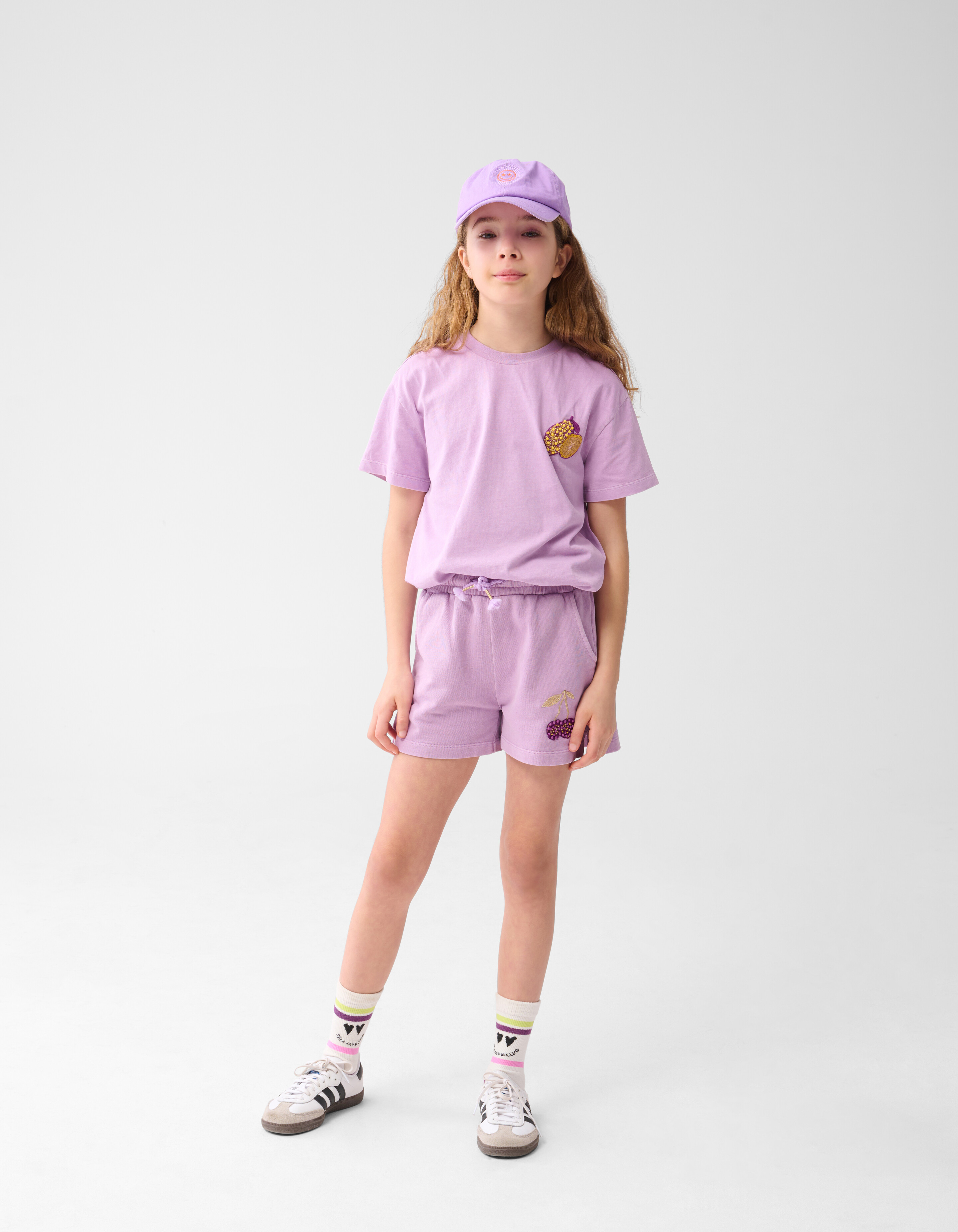 Cherry Artwork Short Washed Light Purple SHOEBY GIRLS