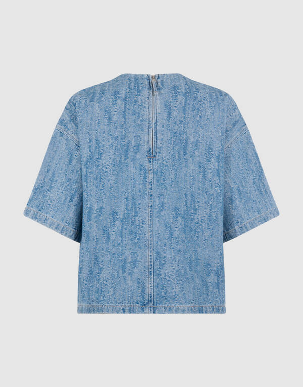 Oversized Jacquard Denim T-Shirt Blau SHOEBY WOMEN