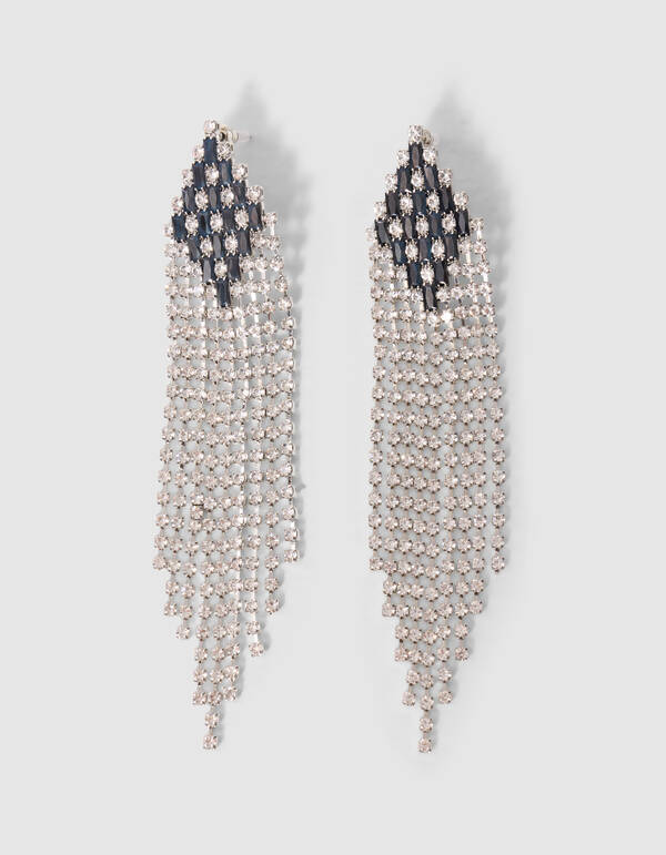 Rautenf&ouml;rmige Strassohrringe Silber SHOEBY ACCESSOIRES