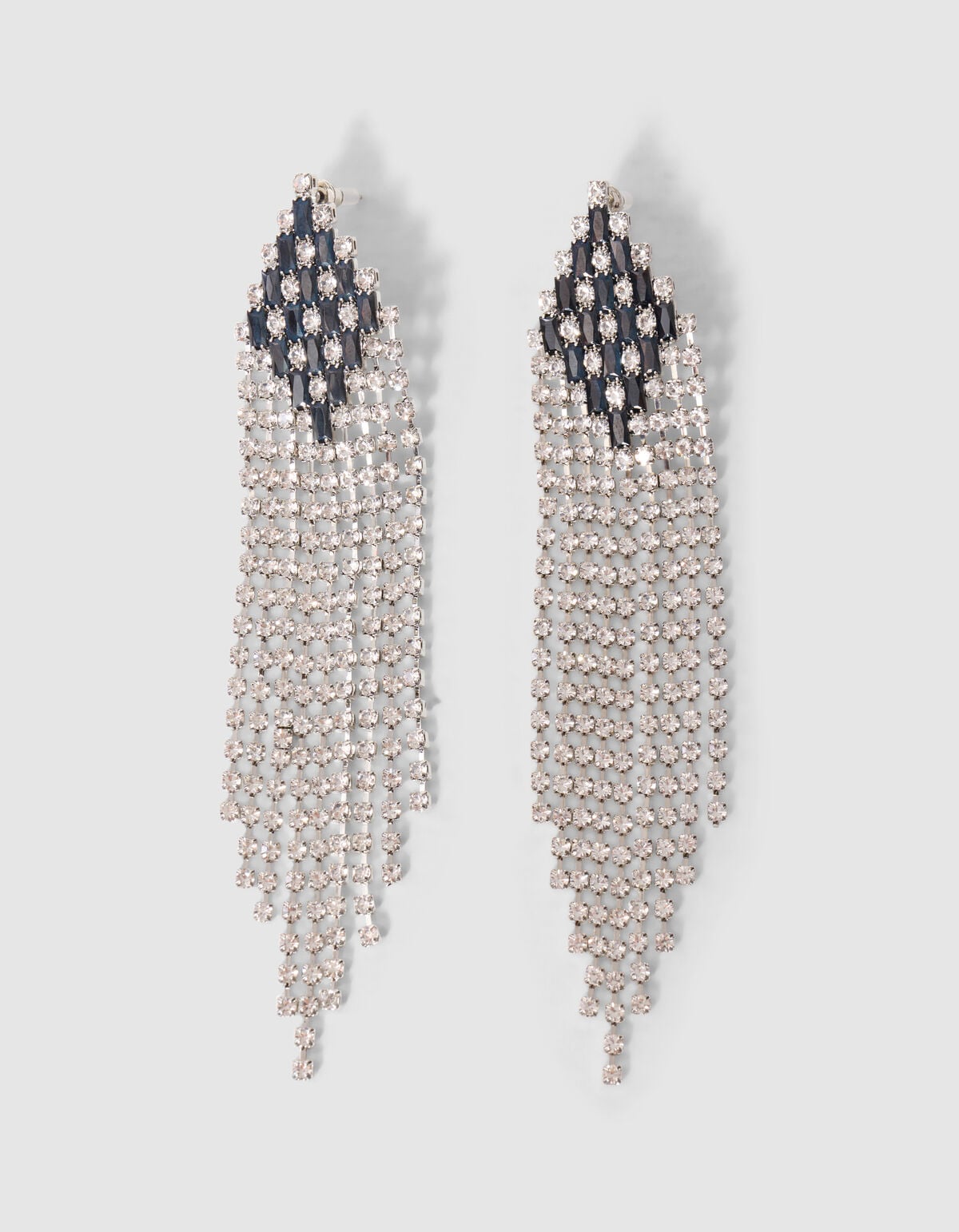 Rautenf&ouml;rmige Strassohrringe Silber SHOEBY ACCESSOIRES