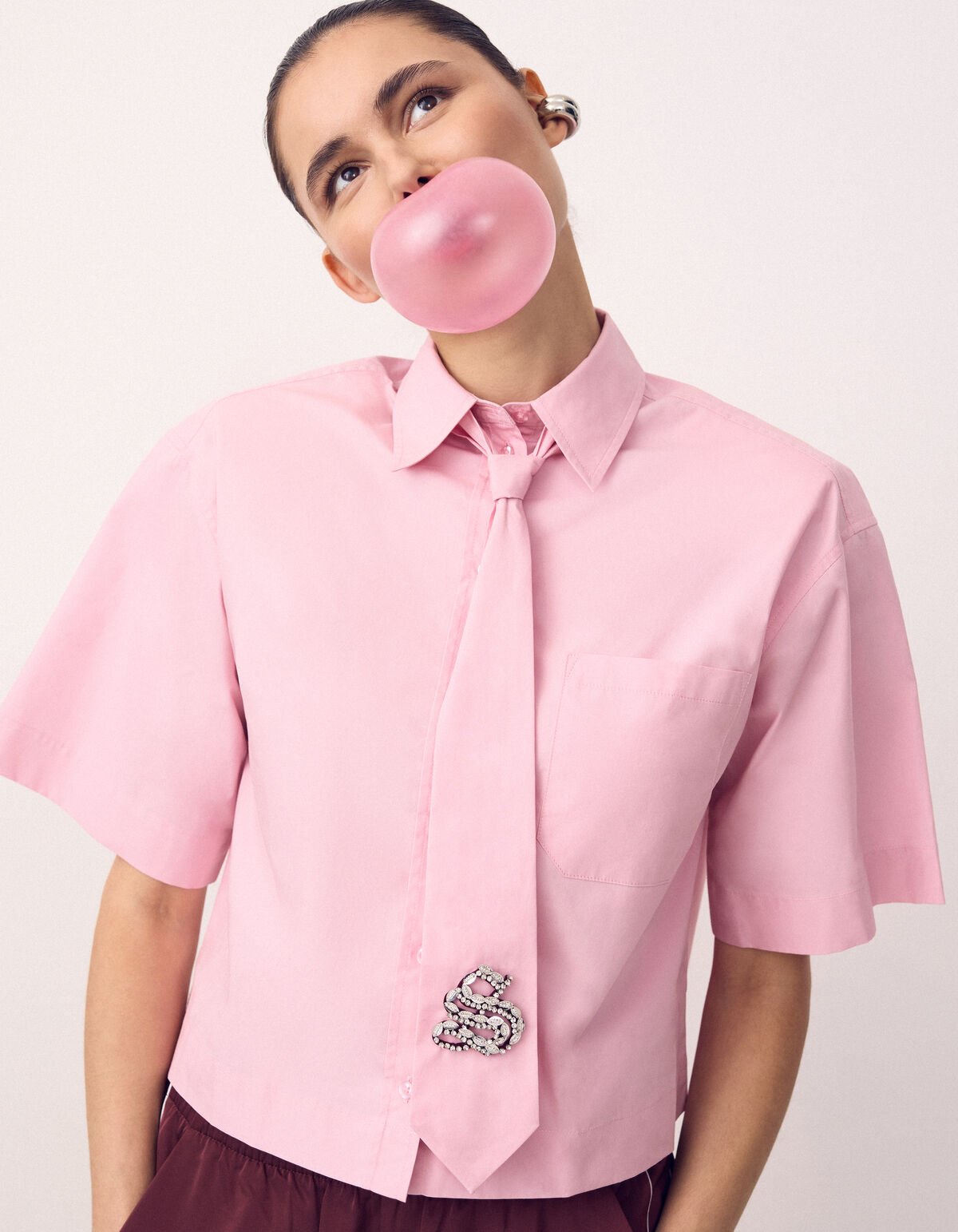 &Uuml;bergro&szlig;e Krawattenbluse Rosa SHOEBY WOMEN