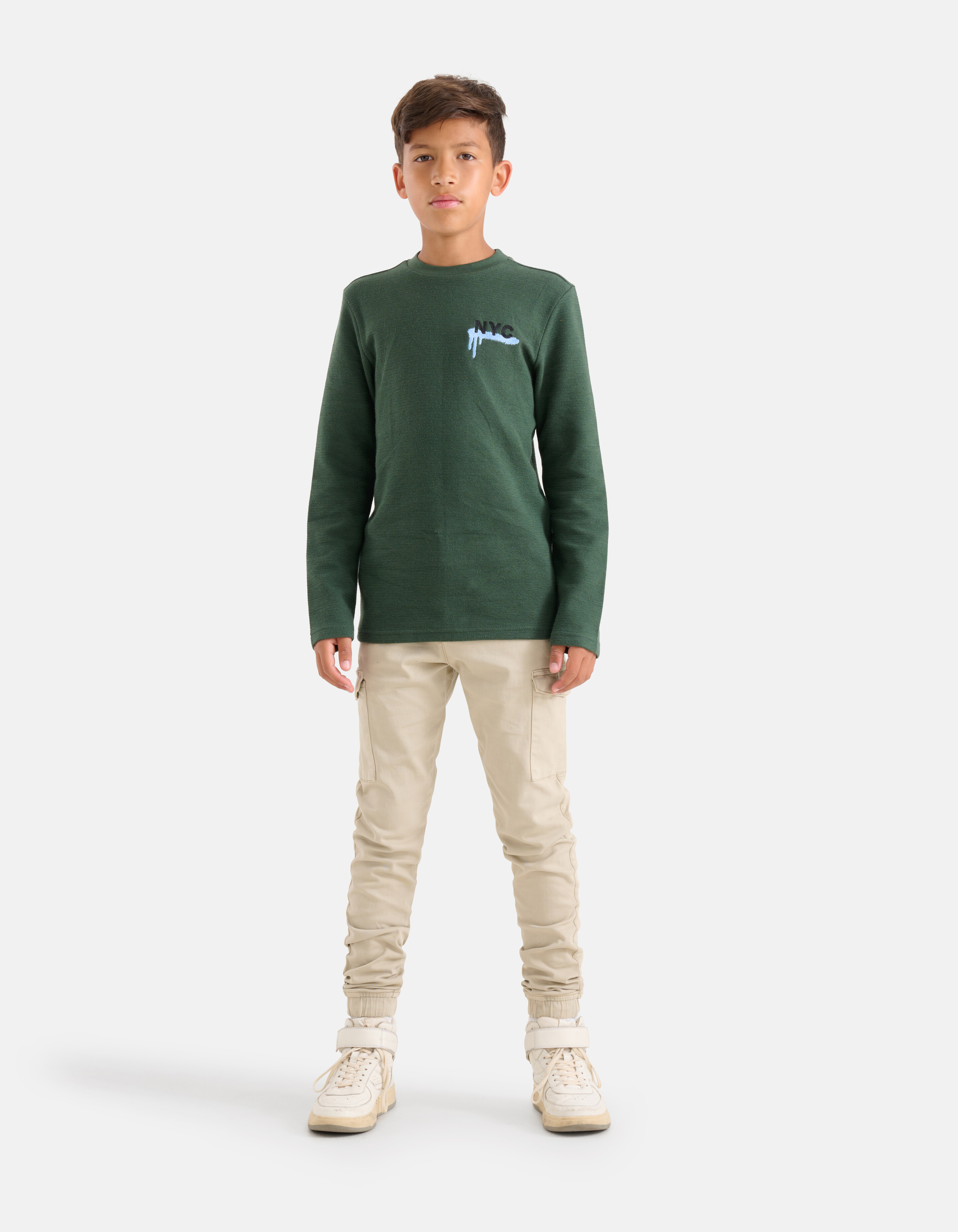 Struktur-Langarmhemd Dunkelgrün SHOEBY BOYS