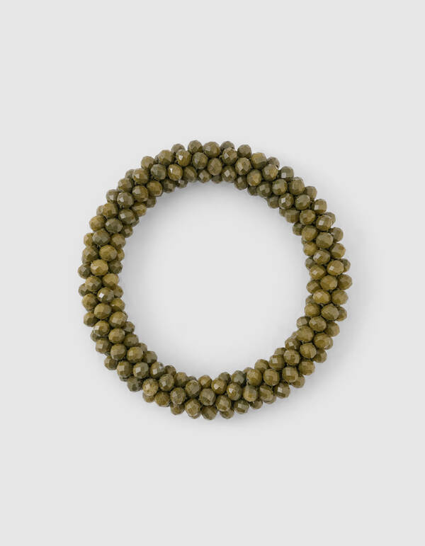 Perlenbesetztes Haargummi grün SHOEBY ACCESSOIRES