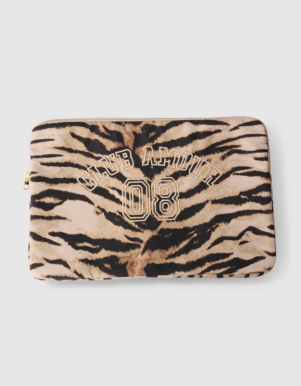 Tiger Stickerei Laptop-Hülle Braun SHOEBY ACCESSOIRES